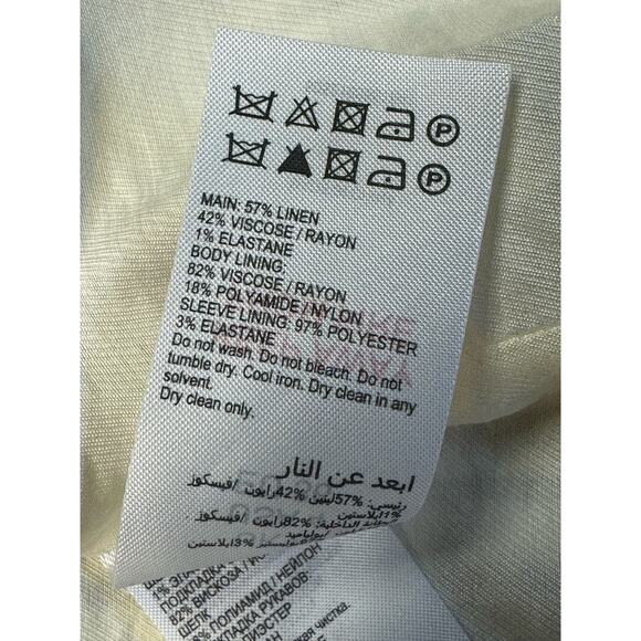 Mint Velvet Dressy Double Breasted Pinstripe Blazer Jacket Women 4 Cream Gray - Picture 11 of 12